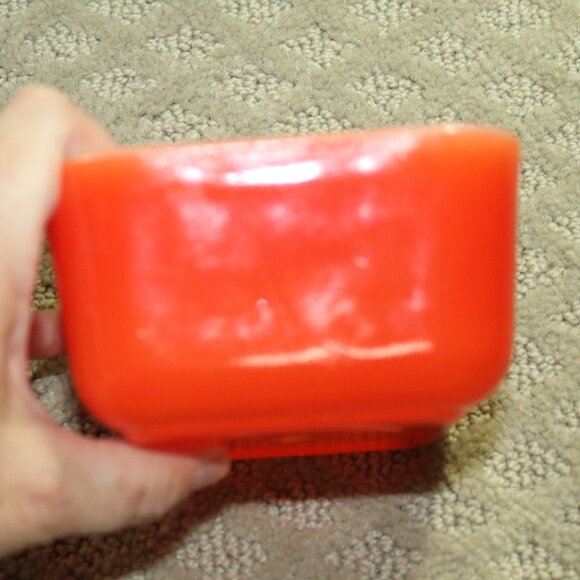 RARE!! Vtg 30s/40s McKee Square Red Milk Glass Refrigerator Storage Bowl no Lid - Picture 2 of 6